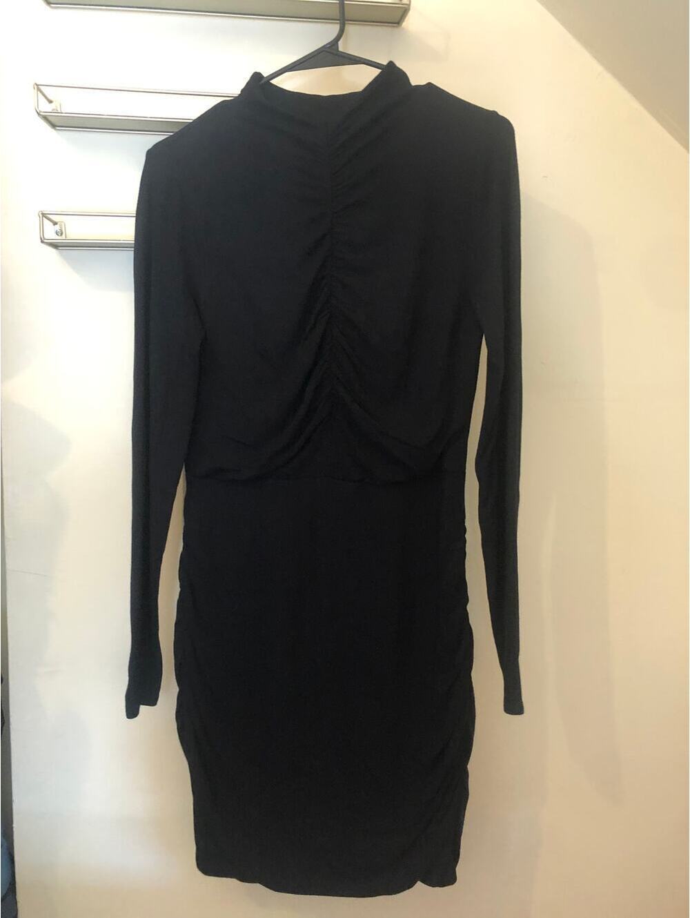 Veronica Beard EUC Women's Black Ruched Mock Neck Knit Dress M